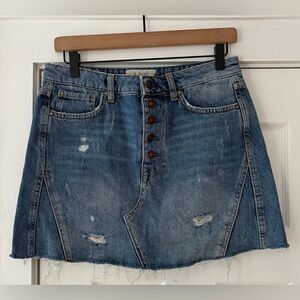 We the Free Denim‎ Button-Up Skirt Size 28 EUC